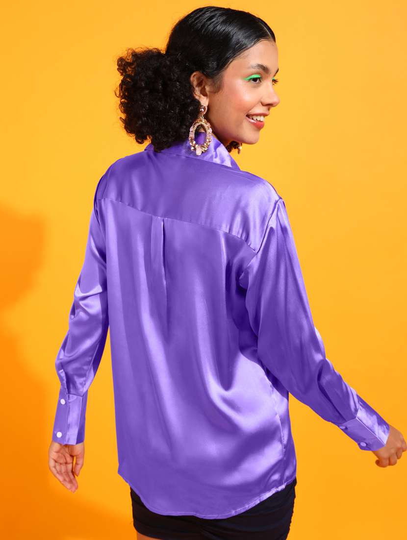 women solid collared long sleeves shirt - 21525749 -  Standard Image - 2