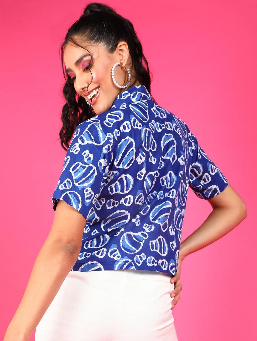 women printed collared short sleeves shirt - 21525757 - Standard Image - 2