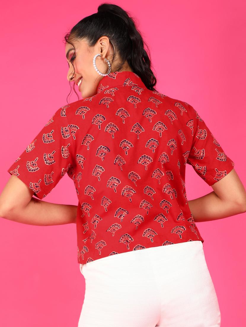 women printed collared short sleeves shirt - 21525758 - Standard Image - 2