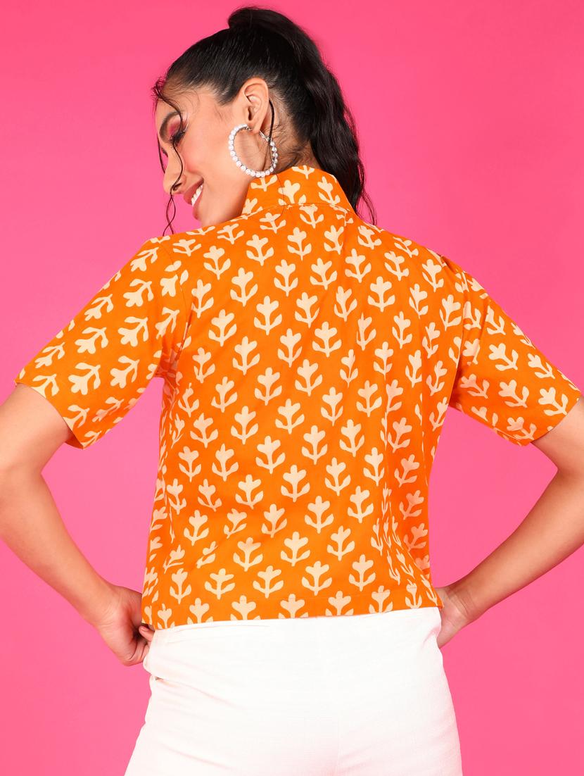 women printed collared short sleeves shirt - 21525759 - Standard Image - 2