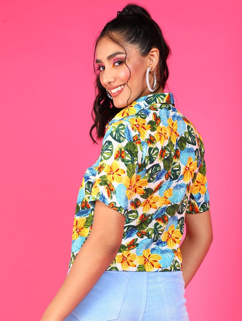 women printed collared short sleeves shirt - 21525763 - Standard Image - 2