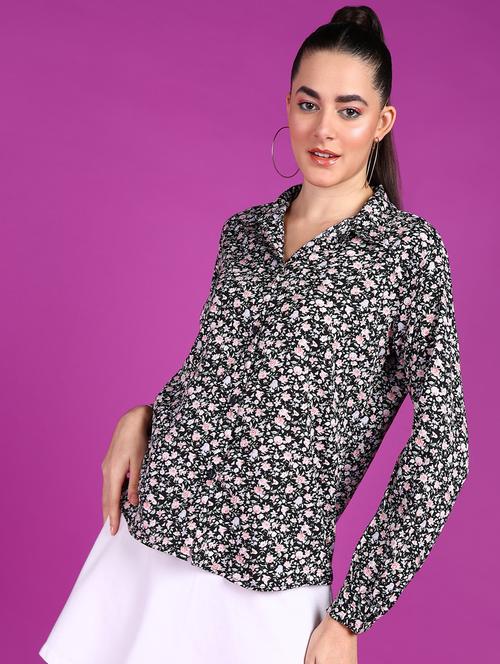 women printed collared long sleeves shirt - 21525767 -  Standard Image - 0