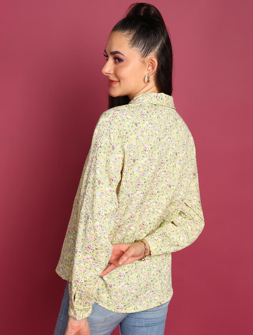 women printed collared long sleeves shirt - 21525768 - Standard Image - 2
