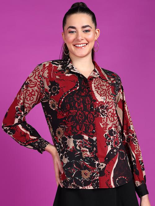 women printed collared long sleeves shirt - 21525773 -  Standard Image - 0
