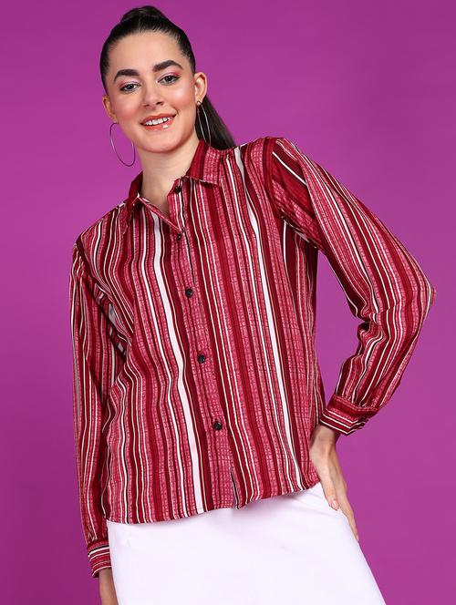 women printed collared long sleeves shirt - 21525781 - Standard Image - 0