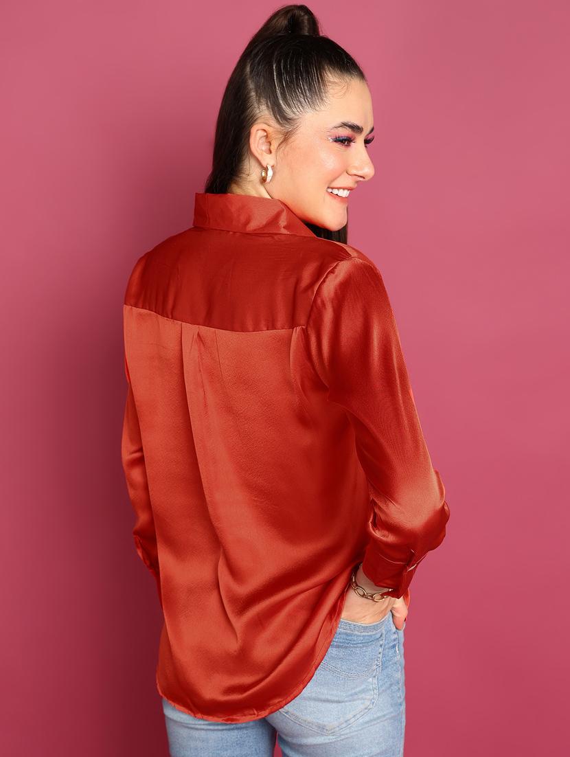 women satin regular solid shirt - 21525792 - Standard Image - 2