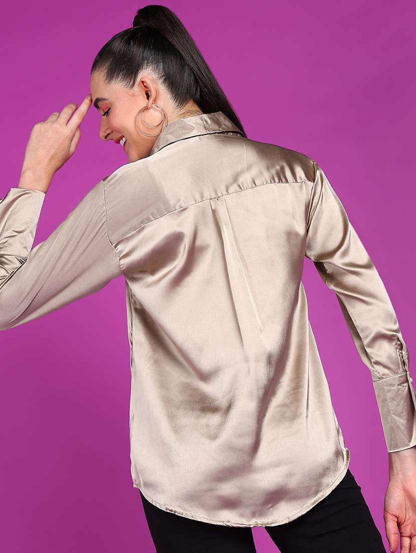 women solid collared long sleeves shirt - 21525794 -  Standard Image - 2