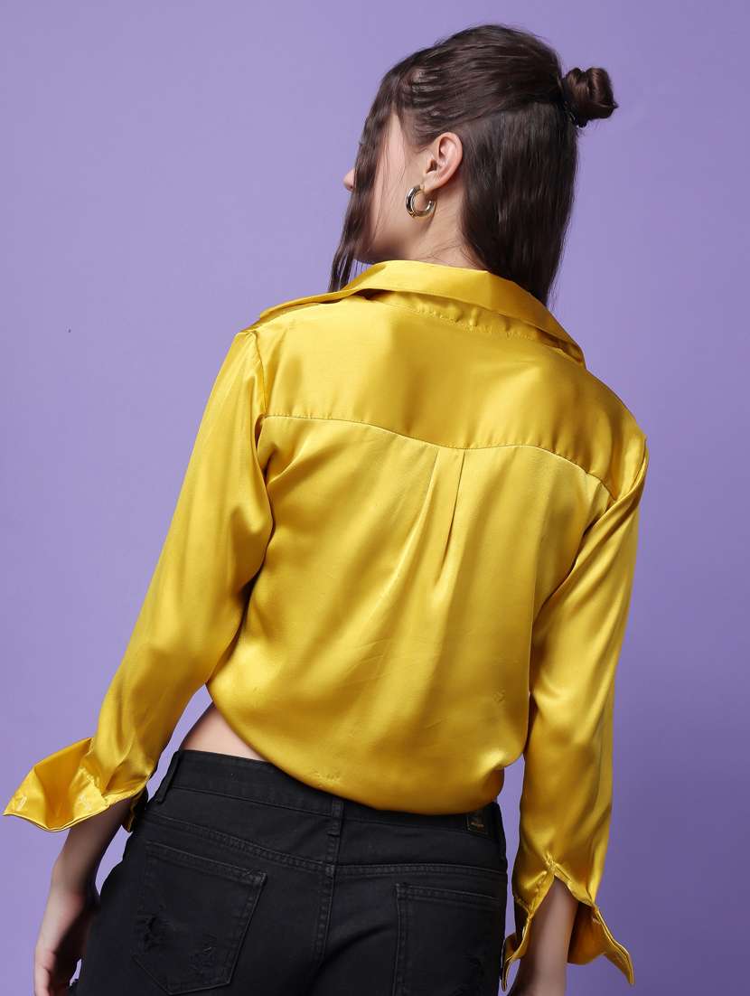 women solid collared long sleeves shirt - 21525806 -  Standard Image - 2