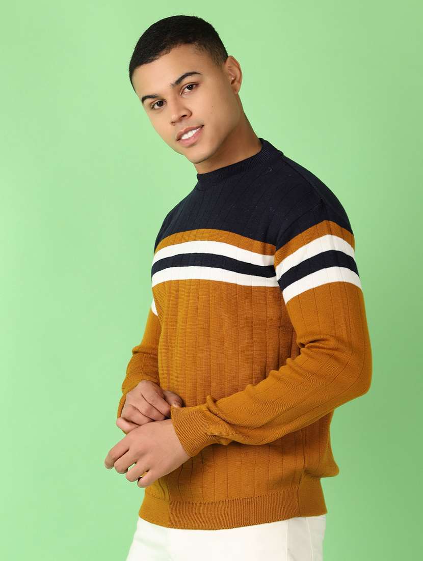 men long sleeves color block pullover - 21527305 -  Standard Image - 2