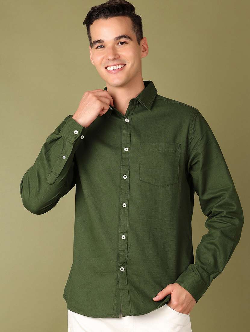 Men Solid Long Sleeve Casual Shirt - 21527309 -  Standard Image - 2