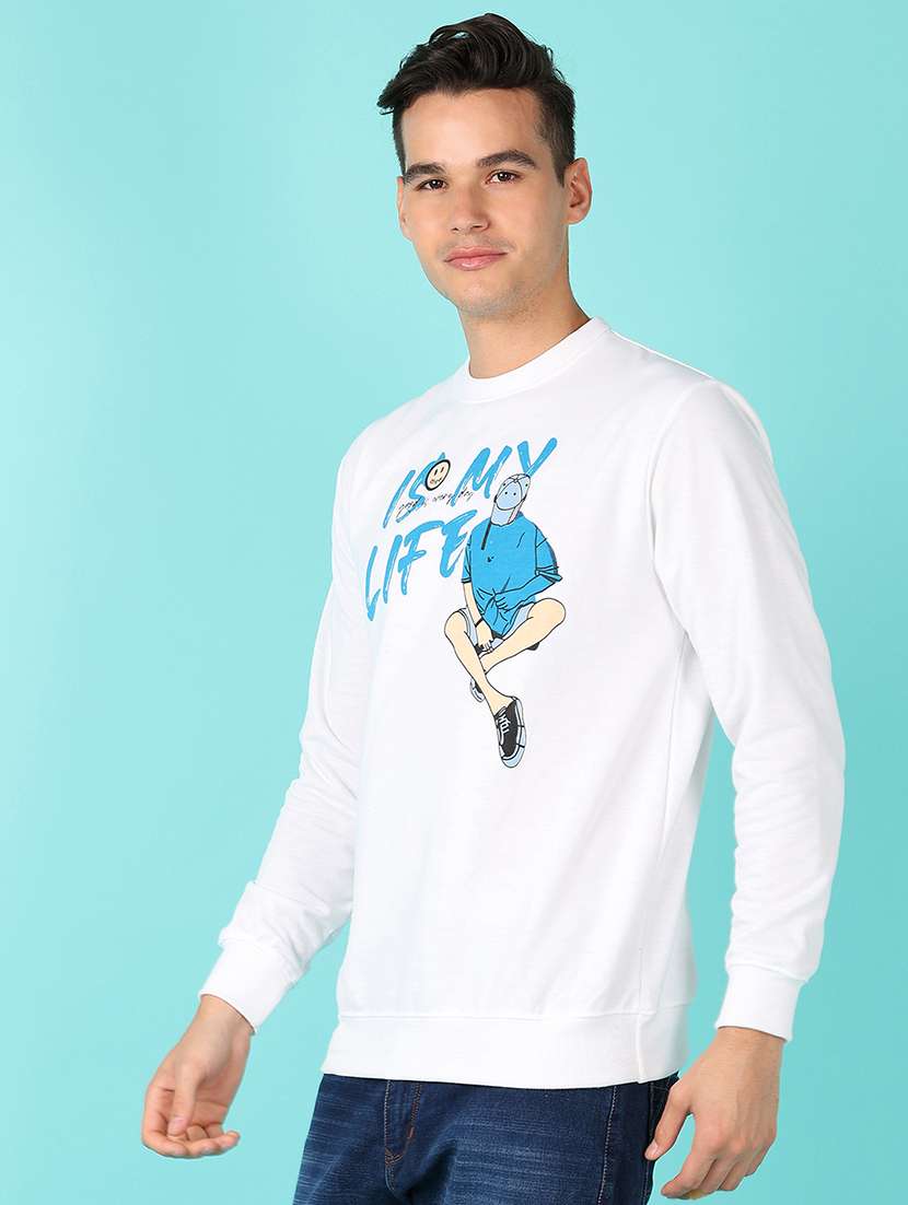 men long sleeves front print sweatshirt - 21527313 -  Standard Image - 2