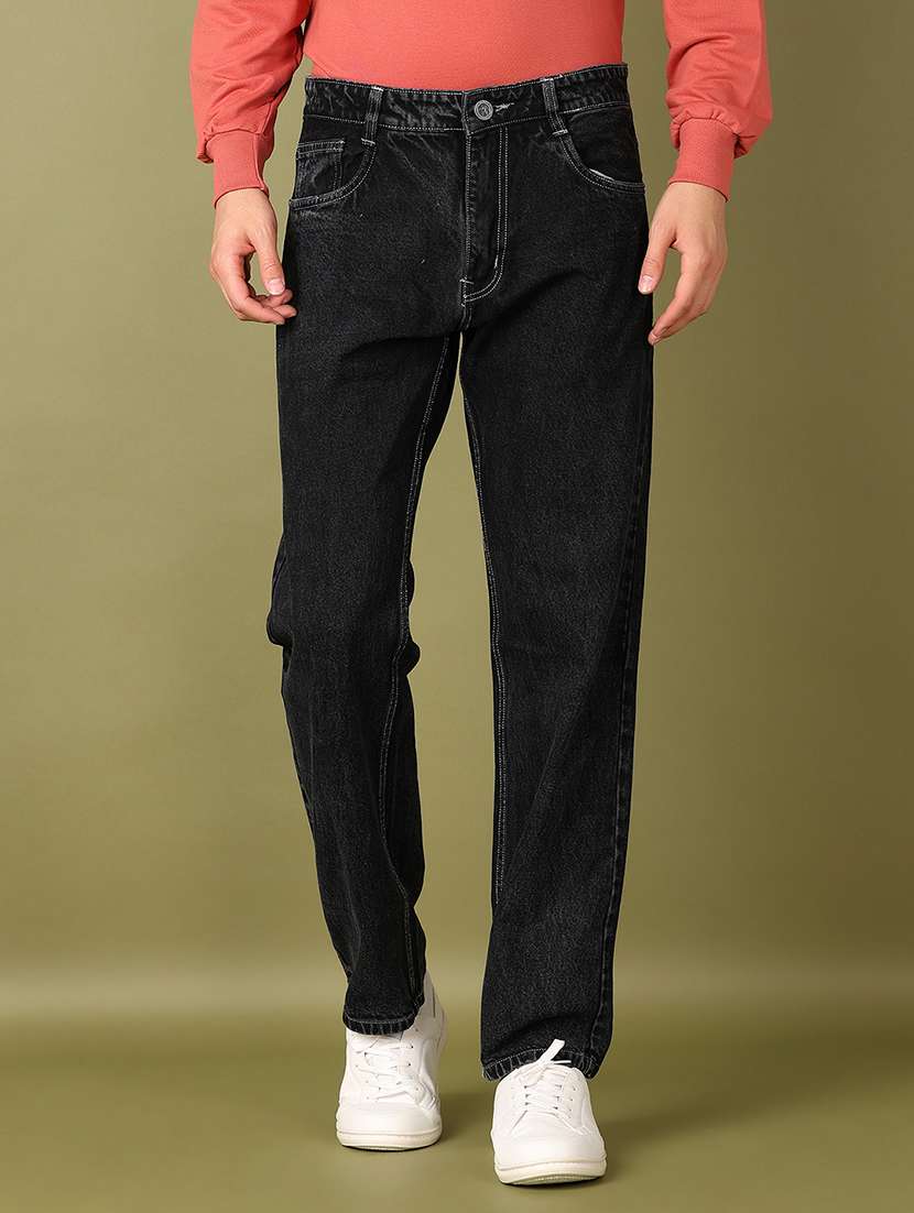 men black solid jeans