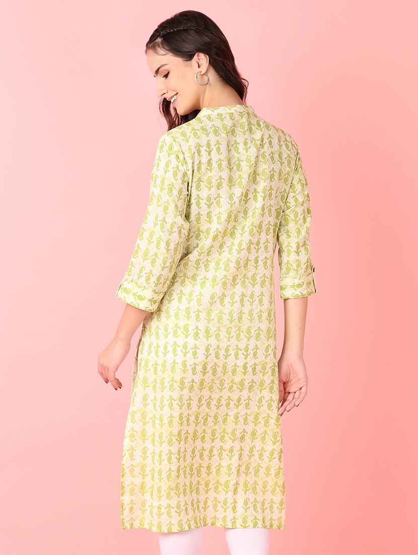 women three quarter sleeve straight kurta - 21527366 - Standard Image - 2