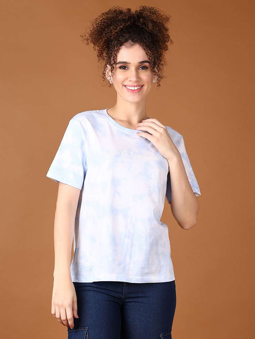 women light blue tie & dye short sleeve t-shirt - 21527384 -  Standard Image - 2