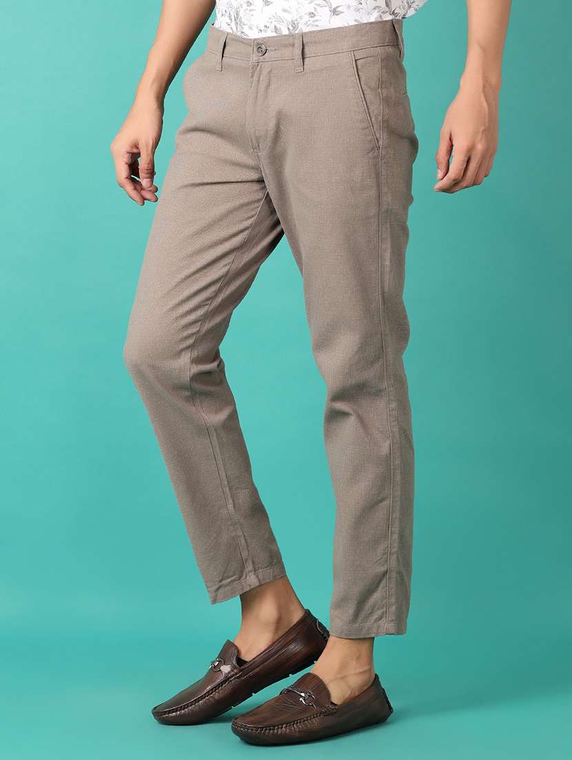 men solid regular fit chinos casual trouser - 21527393 -  Standard Image - 2