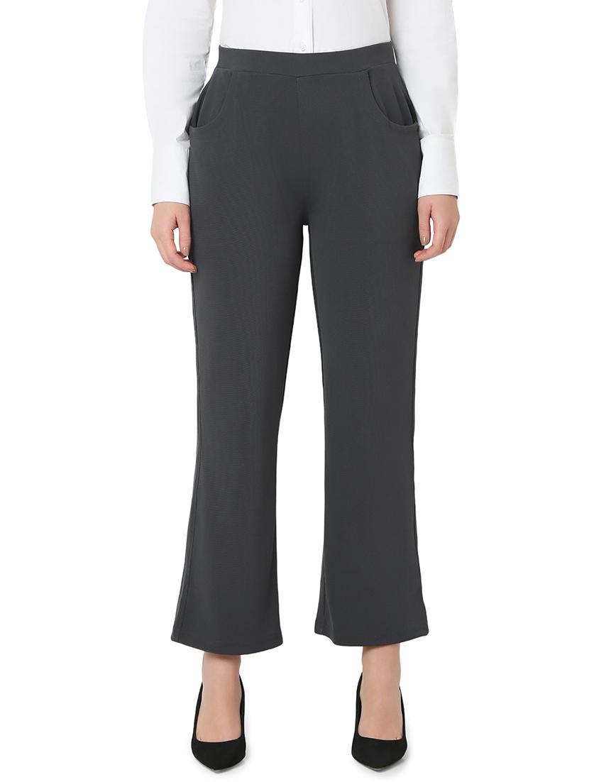 women grey cotton lycra tailored trouser - 21527960 - Zoom Image - 0