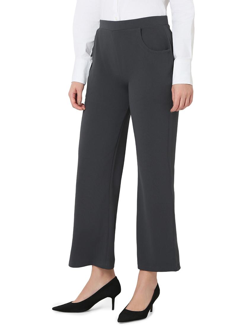 women grey cotton lycra tailored trouser - 21527960 - Standard Image - 2