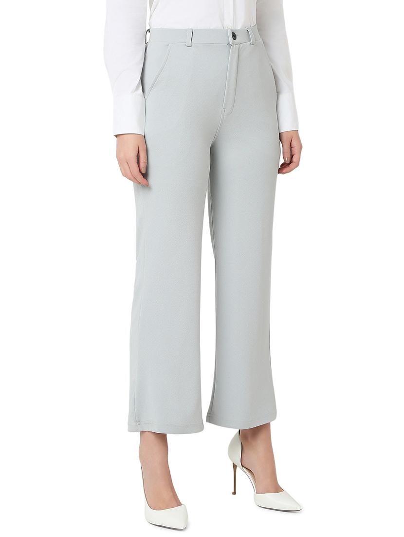 women grey cotton lycra tailored trouser - 21527969 - Standard Image - 2