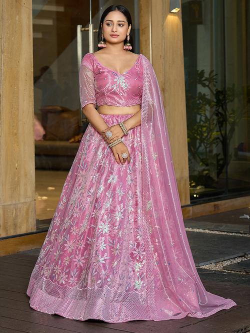women pink flared lehenga - 21528006 - Standard Image - 0