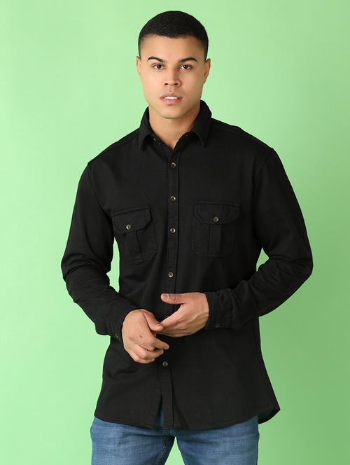 men long sleeves solid casual shirt - 21528110 - Standard Image - 0