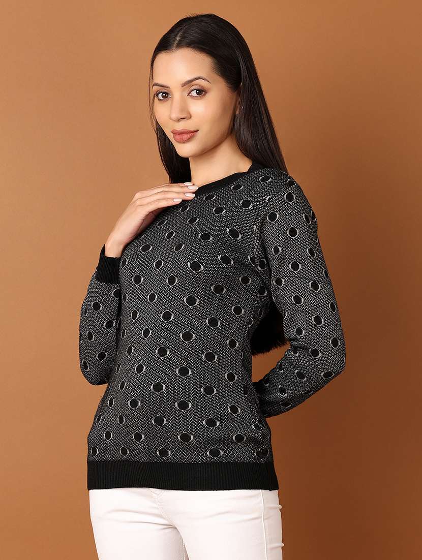 women black self design long sleeve pullover - 21528140 -  Standard Image - 2