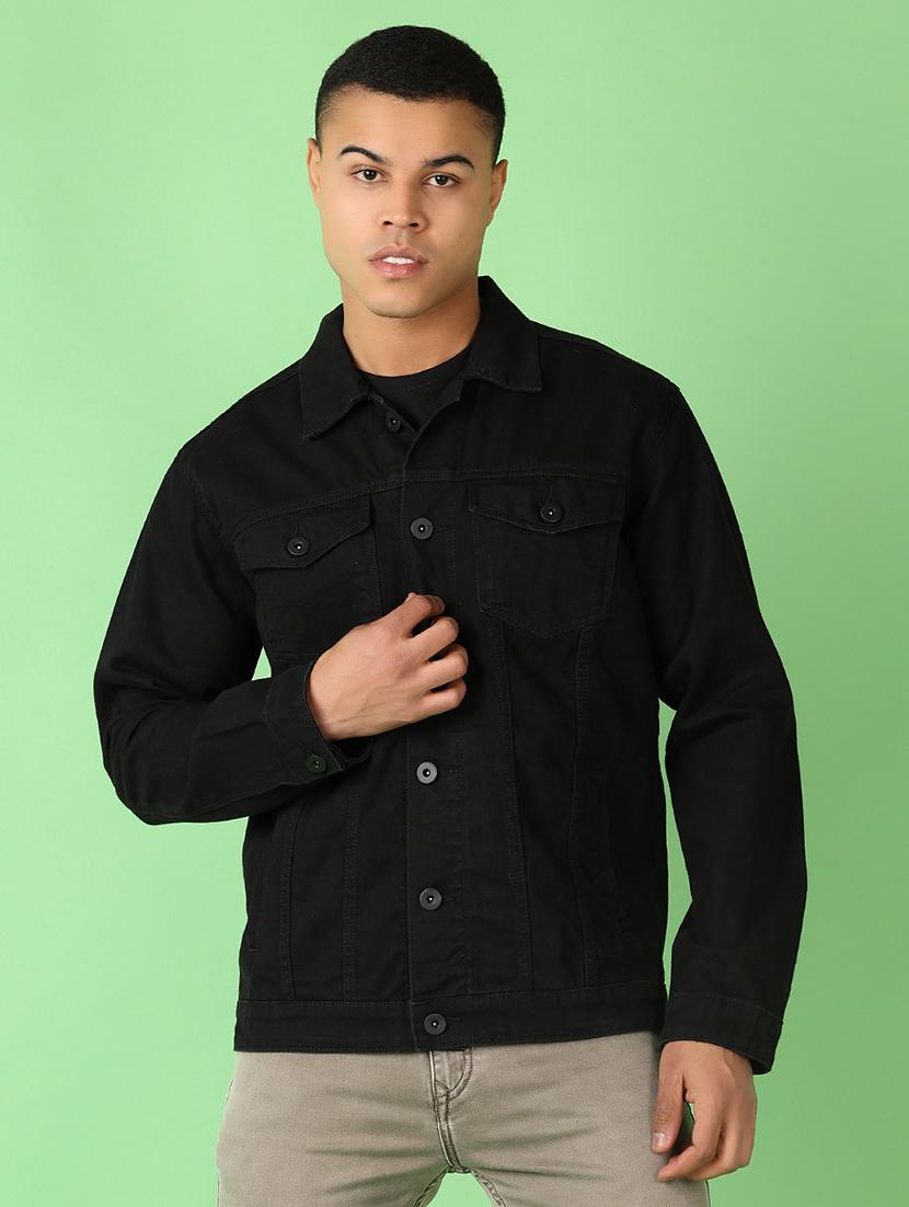 men long sleeves solid denim casual jacket - 21528149 - Zoom Image - 0