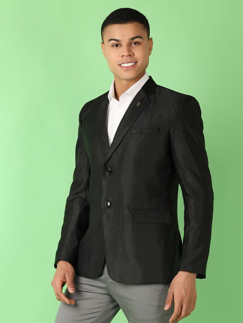 black solid single breasted formal blazer - 21528201 -  Standard Image - 2