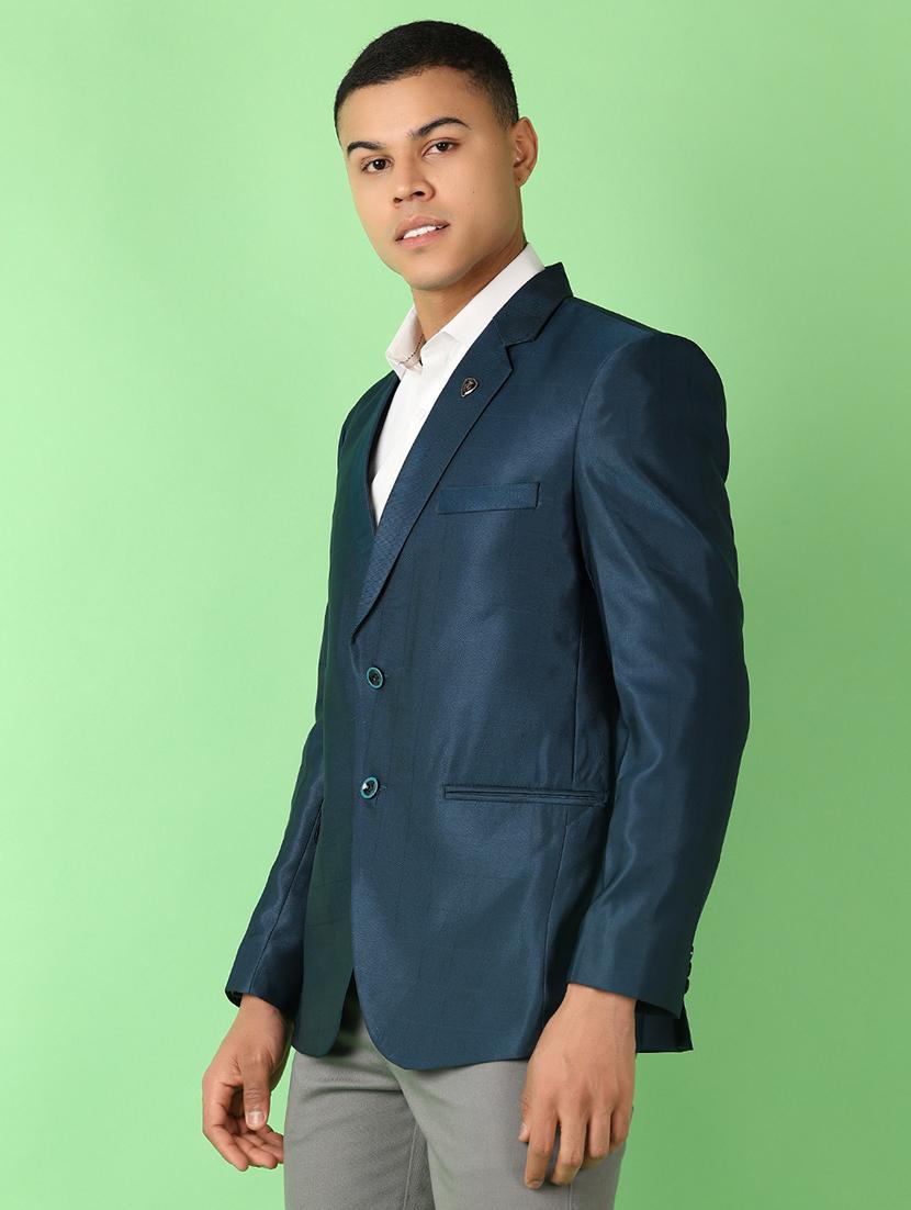 teal solid single breasted formal blazer - 21528202 - Standard Image - 2
