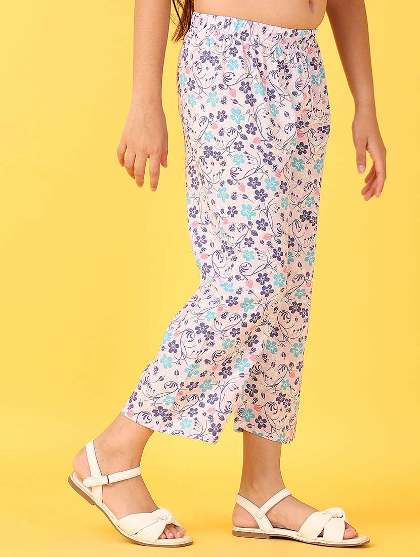 girls lavender floral printed palazzo - 21528203 -  Standard Image - 2