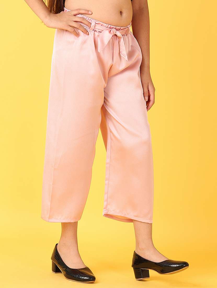 girls peach solid palazzo - 21528207 -  Standard Image - 2