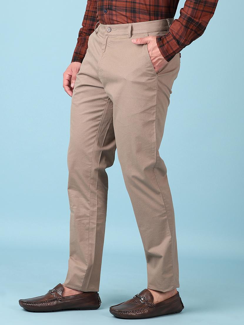 men solid regular fit chinos casual trouser - 21528278 - Standard Image - 2