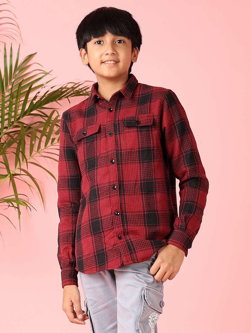boys checkered long sleeve casual shirt - 21528768 -  Standard Image - 2