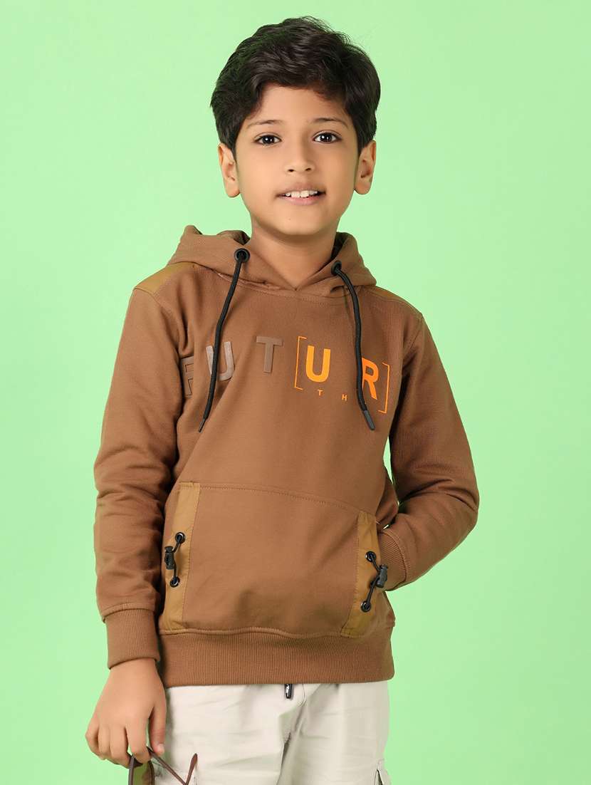 boys typographic long sleeve hooded sweatshirt