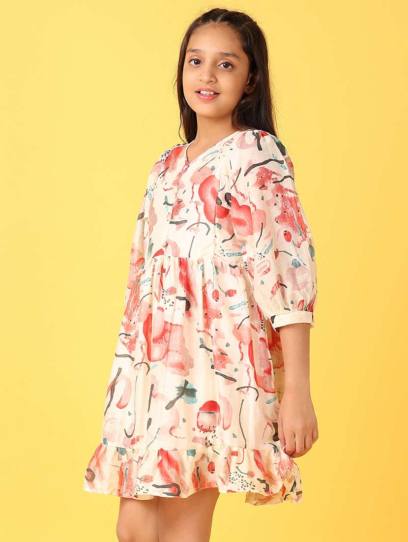 girls off white printed tiered dress - 21528798 -  Standard Image - 2