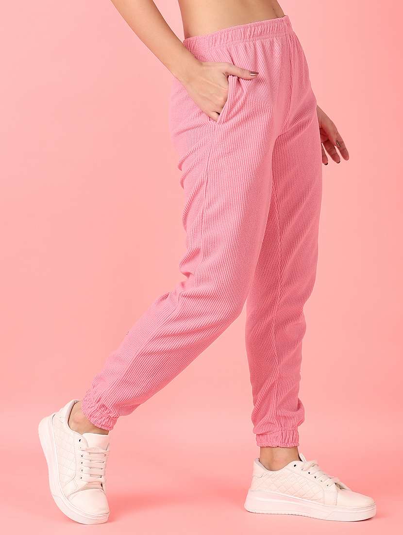 women pink solid jogger - 21528799 -  Standard Image - 2
