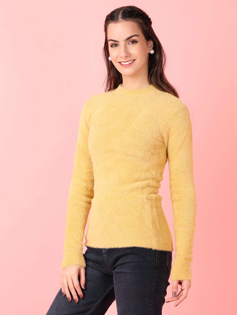 women solid long sleeve pullover