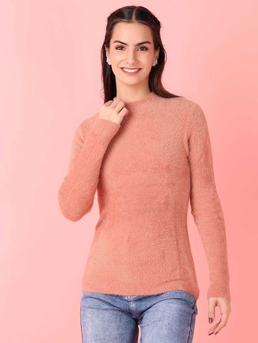 women solid long sleeve pullover
