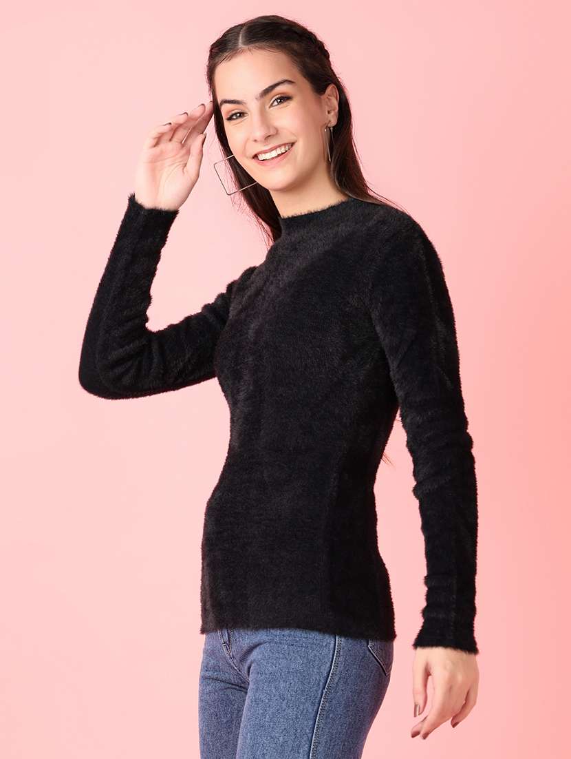 women solid long sleeve pullover - 21528842 -  Standard Image - 2