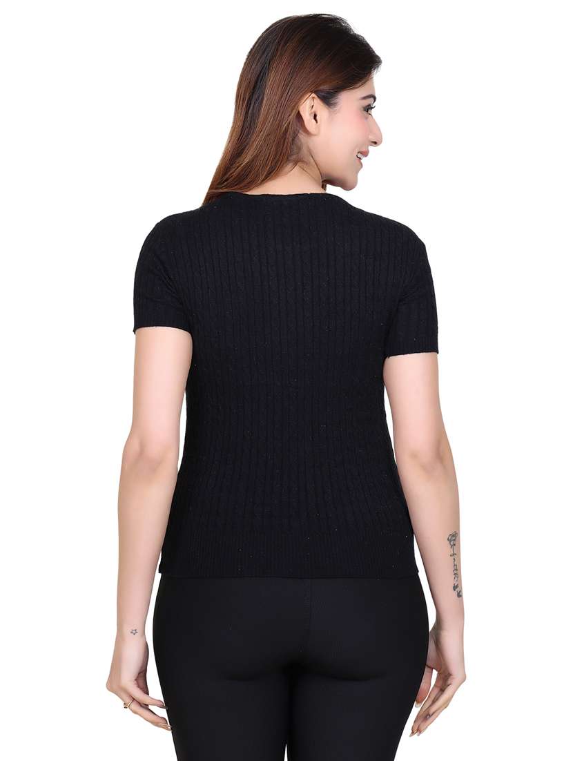 women black poly blend regular t-shirt - 21529186 - Standard Image - 2