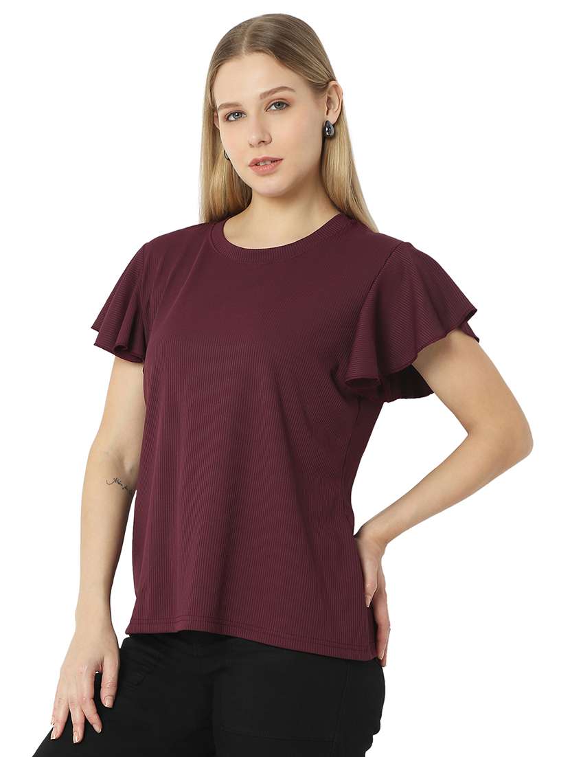 women solids round neck top - 21529257 - Standard Image - 2
