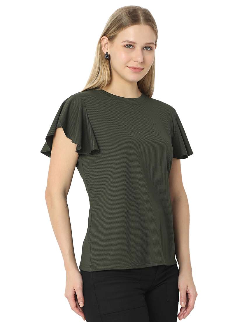 women solids round neck top - 21529259 - Standard Image - 2