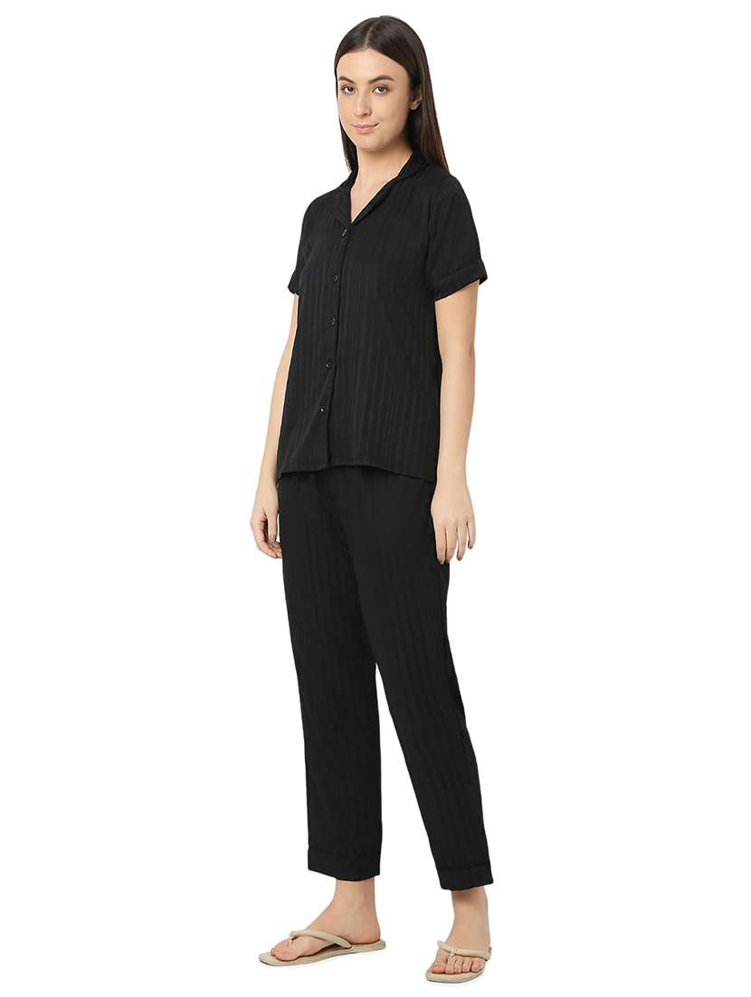 women black satin pyjama nightwear set - 21529266 -  Standard Image - 2