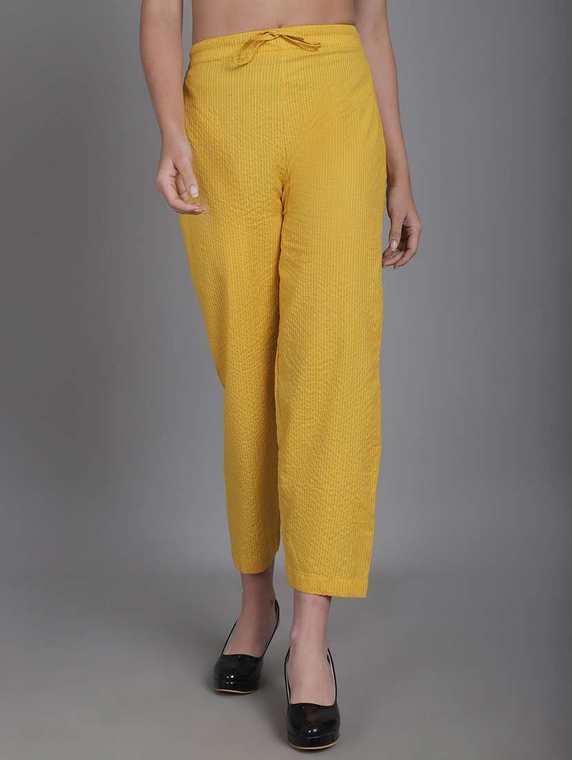 women stripes ankle length flat front trouser