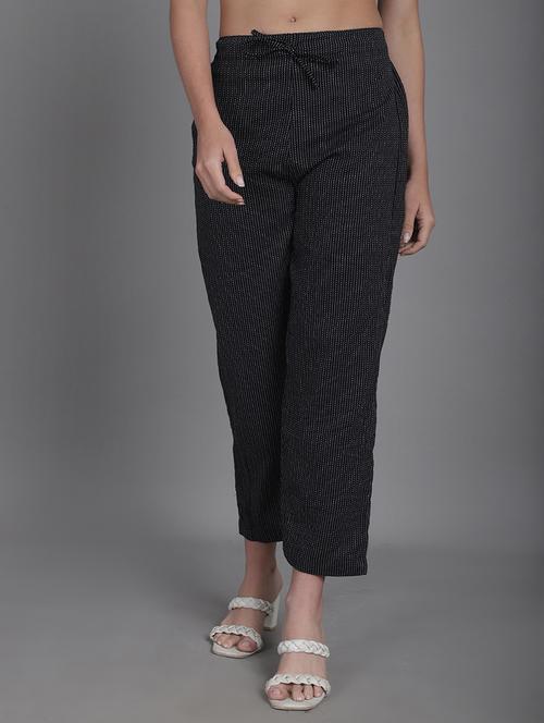 women stripes ankle length flat front trouser - 21529335 - Standard Image - 0