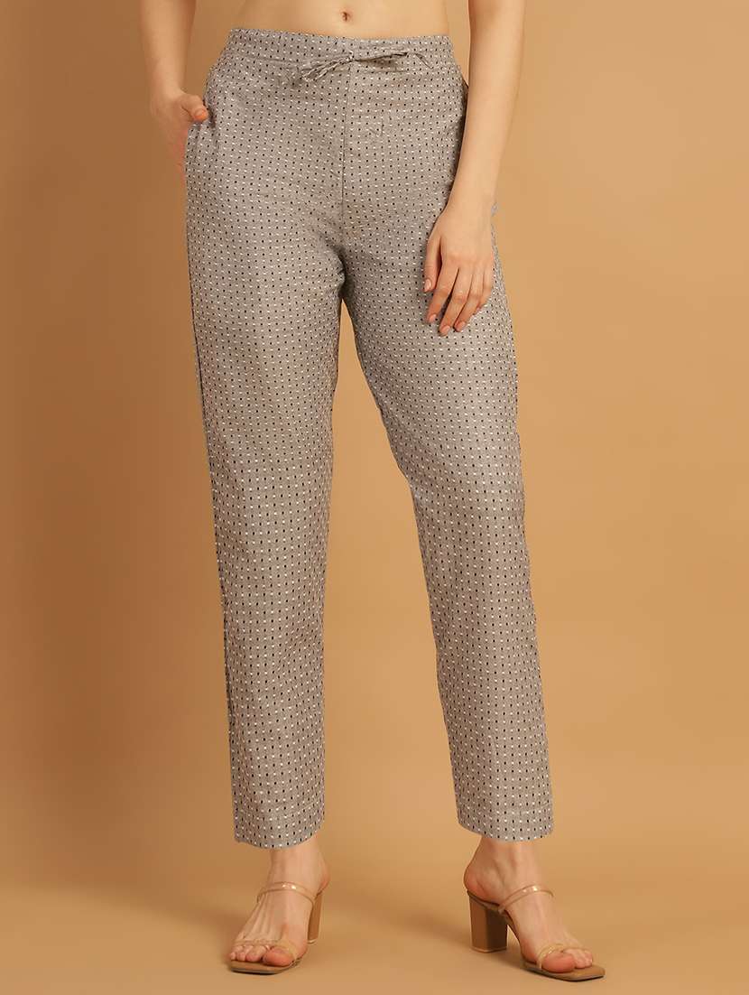 women printed ankle length flat front trouser - 21529347 - Zoom Image - 0