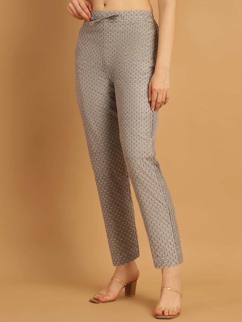women printed ankle length flat front trouser - 21529347 - Standard Image - 2