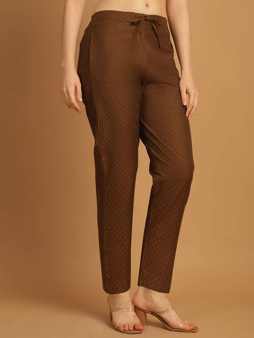 women printed ankle length flat front trouser - 21529349 -  Standard Image - 2