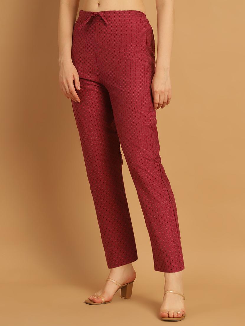 women printed ankle length flat front trouser - 21529352 - Standard Image - 2