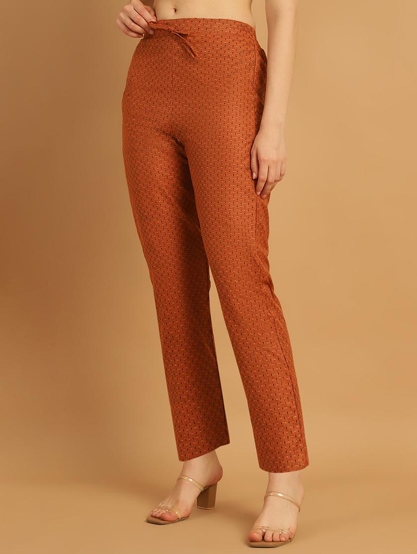 women printed ankle length flat front trouser - 21529353 - Standard Image - 2