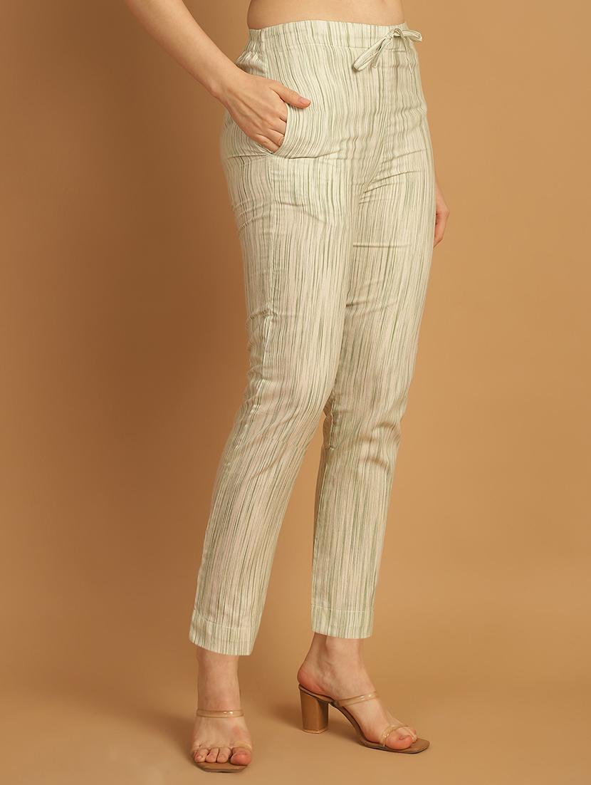 women printed ankle length flat front trouser - 21529360 - Standard Image - 2